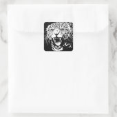 Black & White Jaguar Quadratischer Aufkleber (Tasche)