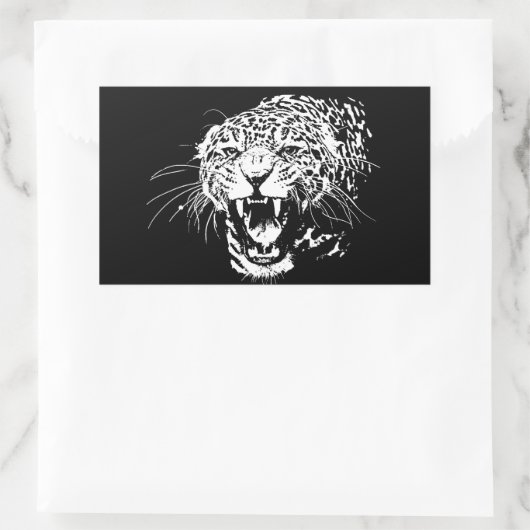 Black & White Jaguar Rechteckiger Aufkleber (Tasche)