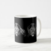 Black & White Jaguar - Wilde Katzen Kaffeetasse (VorderseiteRechts)