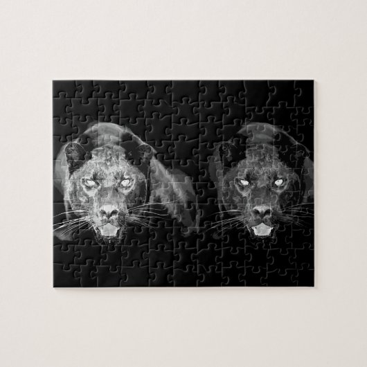 Black & White Jaguar - Wilde Tiere Große Katzen Puzzle (Horizontal)