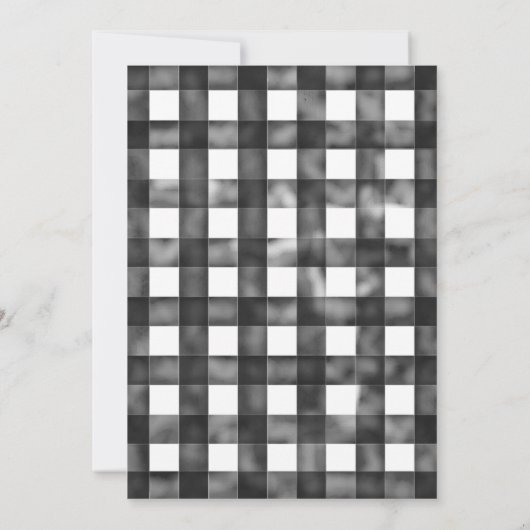 Black + White Kariert Young Wild & 3 Bären Geburts Einladung (Rückseite)