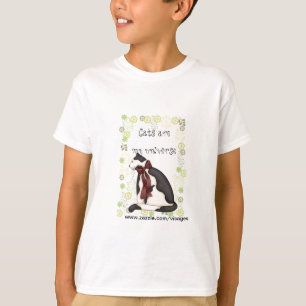 Black & White Kitty Cat mit Blume für Mädchen T-Shirt