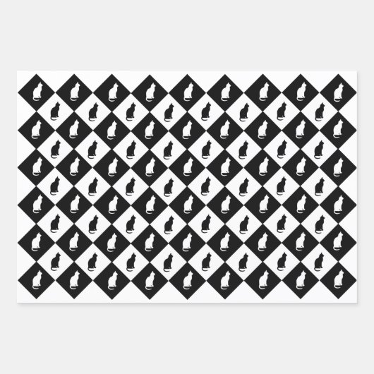 Black & White Kitty Gift Wrap Geschenkpapier Set (Vorderseite)