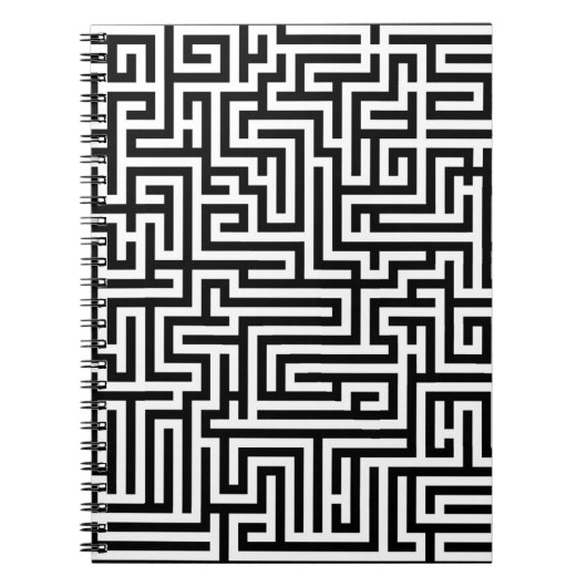 Black & White Labyrinth Maze Pattern Notizblock (Vorderseite)