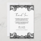 Black & White Lace Elegante Wedding Vielen Dank Einladung (Vorderseite)