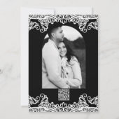 Black & White Lace Elegante Wedding Vielen Dank Einladung (Rückseite)