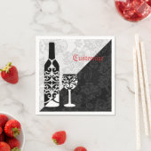 Black & White Lace Wein Flasche Napkins Serviette (Beispiel)