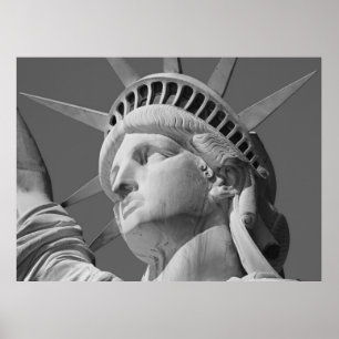 Black & White Lady Liberty Statue New York Poster
