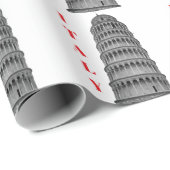 Black White Leaning Tower of Pisa Italy Geschenkpapier (Rolleneckpunkt)