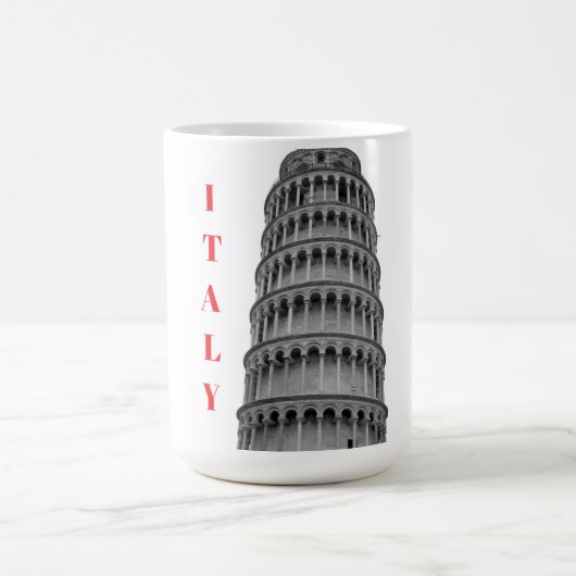 Black White Leaning Tower of Pisa Italy Kaffeetasse (Mittel)