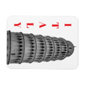 Black White Leaning Tower of Pisa Italy Magnet (Horizontal)