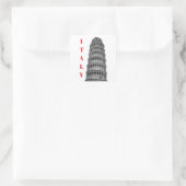 Black White Leaning Tower of Pisa Italy Quadratischer Aufkleber (Tasche)
