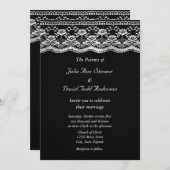 Black & White Leather & Lace Wedding Einladung (Vorne/Hinten)