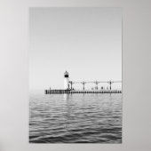 Black & White Lighthouse Photography Poster (Vorne)