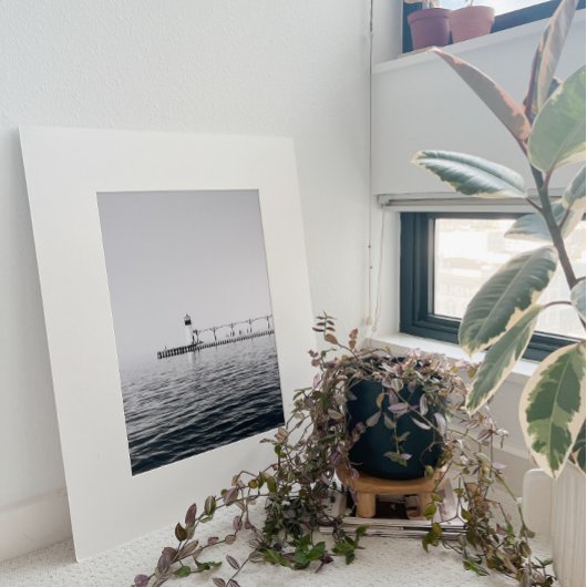 Black & White Lighthouse Photography Poster