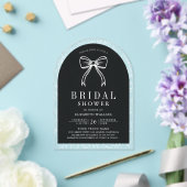 Black White Line Art Coquette Bow Bridal Shower Acryleinladungen (Insitu (Hochzeit))