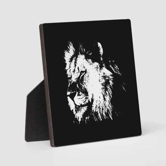 Black White Lion - Animal Pop Art Fotoplatte (Vorderseite)