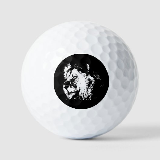 Black White Lion - Animal Pop Art Golfball (Vorderseite)