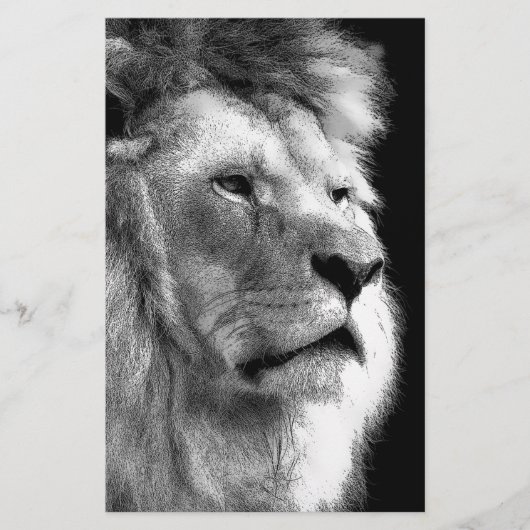Black White Lion Briefpapier (Vorderseite)