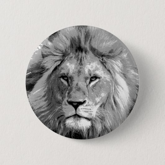 Black White Lion Button (Vorderseite)