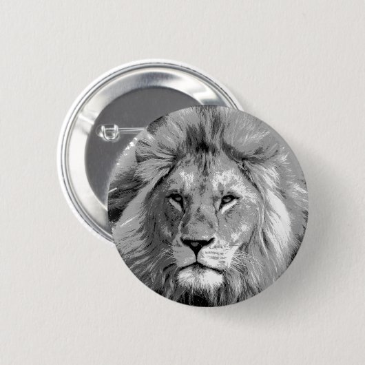 Black White Lion Button (Vorne & Hinten)