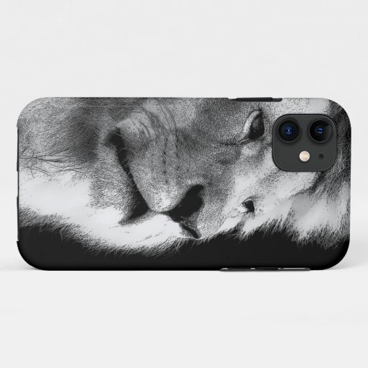 Black White Lion Case-Mate iPhone Hülle (Rückseite (Horizontal))