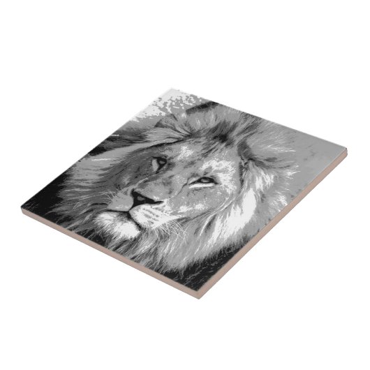 Black White Lion Fliese (Seite)