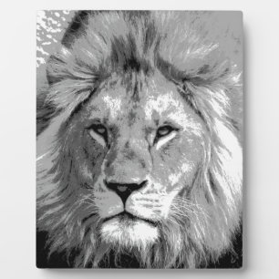 Black White Lion Fotoplatte