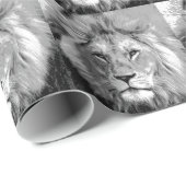Black White Lion Geschenkpapier (Rolleneckpunkt)