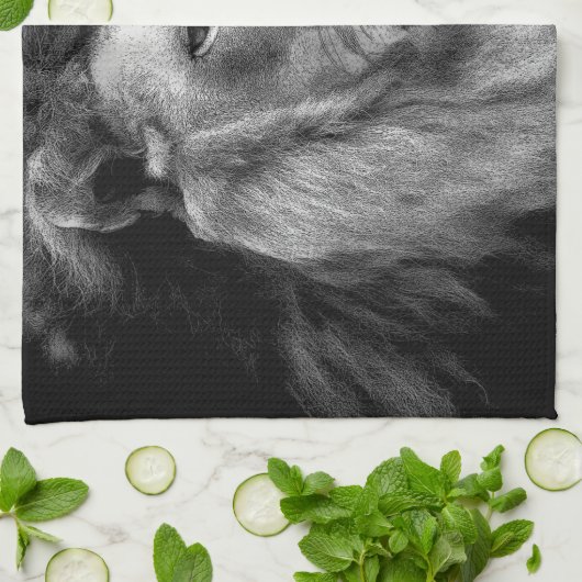 Black White Lion Geschirrtuch (Gefaltet)