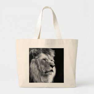 Black White Lion Jumbo Stoffbeutel