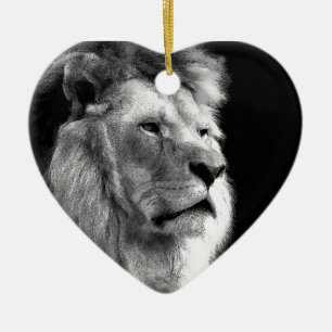 Black White Lion Keramik Ornament