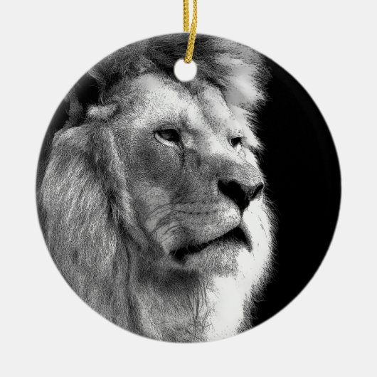 Black White Lion Keramik Ornament (Vorne)