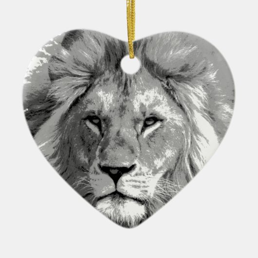 Black White Lion Keramikornament (Vorne)