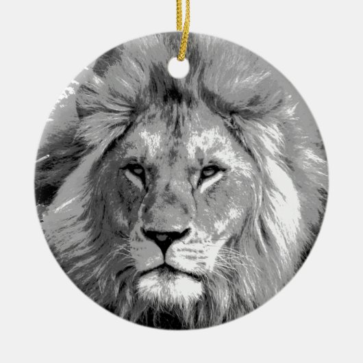 Black White Lion Keramikornament (Vorne)