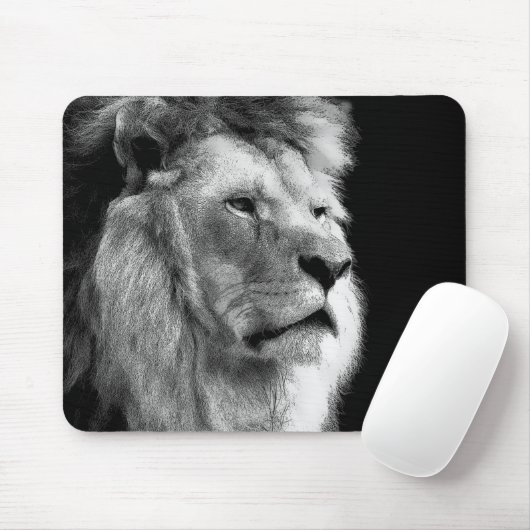 Black White Lion Mousepad (Mit Mouse)