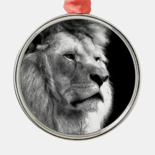 Black White Lion Ornament Aus Metall