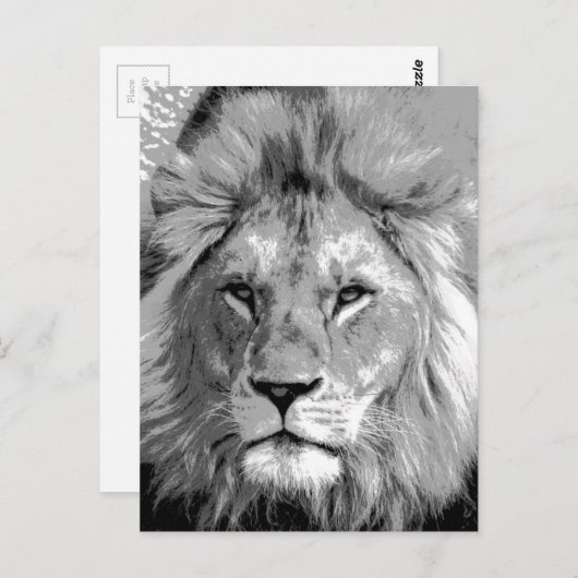 Black White Lion Postkarte (Vorne/Hinten)