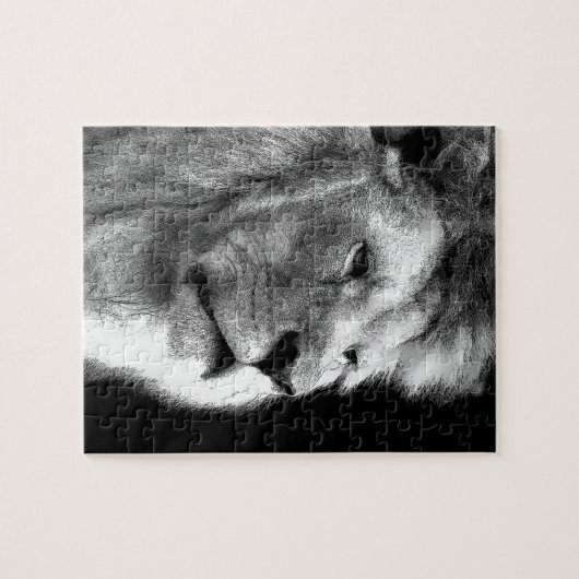 Black White Lion Puzzle (Horizontal)