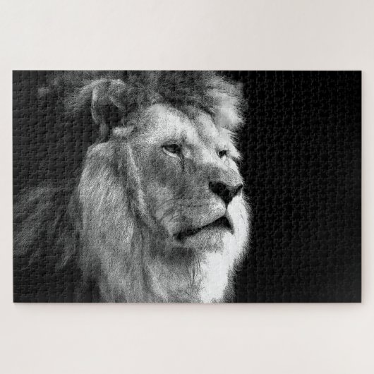 Black White Lion Puzzle (Horizontal)