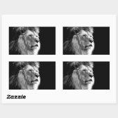 Black White Lion Rechteckiger Aufkleber (Blatt)