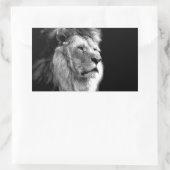 Black White Lion Rechteckiger Aufkleber (Tasche)