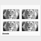 Black White Lion Rechteckiger Aufkleber (Blatt)