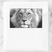 Black White Lion Rechteckiger Aufkleber (Tasche)