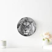Black White Lion Runde Wanduhr (Zuhause)