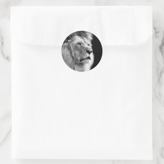 Black White Lion Runder Aufkleber (Tasche)