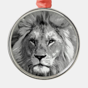Black White Lion Silbernes Ornament