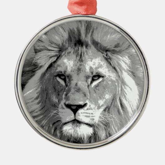 Black White Lion Silbernes Ornament (Vorne)
