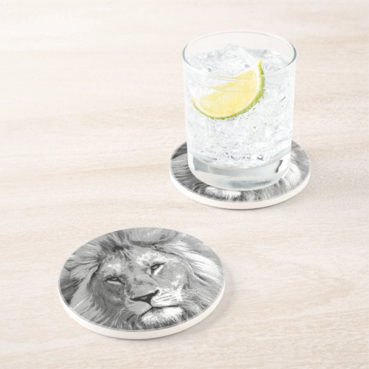 Black White Lion Untersetzer (Seite)