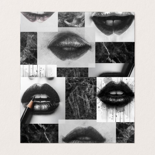 Black & White Lips Collage Folded Card (Außenseite Aufgefaltet)